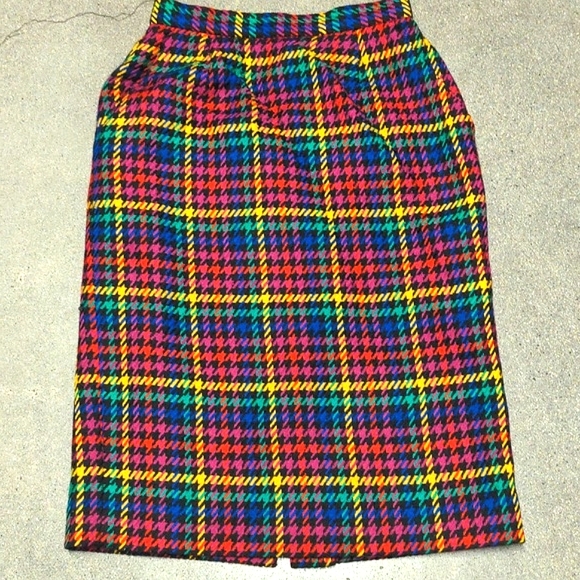 Vintage 90s JH Collectibles 2pc suit jacket & skirt bright plaid sz 8 EUC - Picture 5 of 15